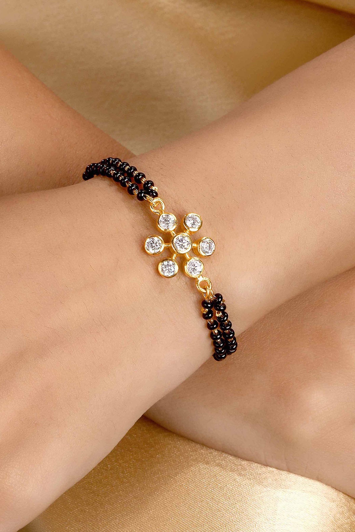 Buy Floral Black Hand Mangalsutra by Sica for women online at ScrollnShops